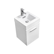 Kube Bath BSL16-GW Bliss 16" High Gloss White Wall Mount Single Sink Bathroom Vanity with Reinforced Acrylic Composite Top