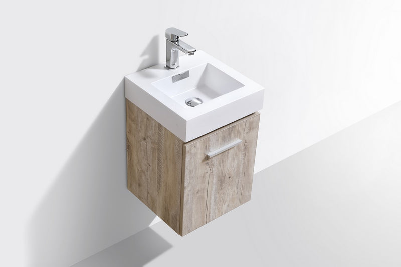 Kube Bath BSL16-NW Bliss 16" Nature Wood Wall Mount Single Sink Bathroom Vanity with Reinforced Acrylic Composite Top - view 4