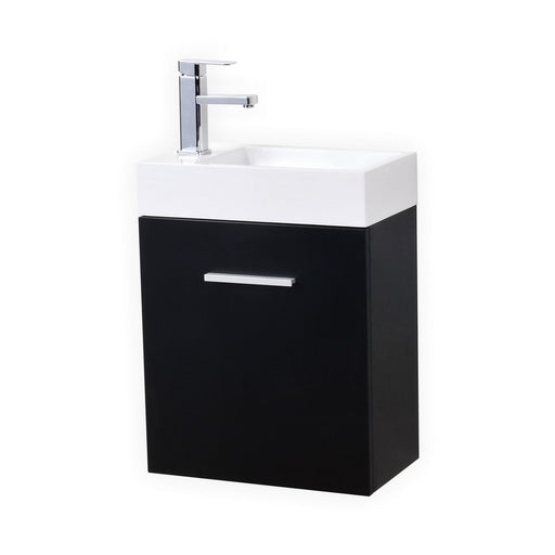 Kube Bath BSL18-BK Bliss 18" Black Wall Mount Single Sink Bathroom Vanity with Reinforced Acrylic Composite Top
