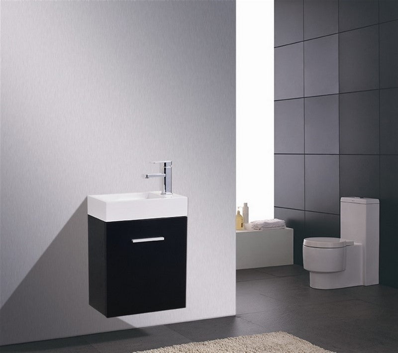 Kube Bath BSL18-BK Bliss 18" Black Wall Mount Single Sink Bathroom Vanity with Reinforced Acrylic Composite Top - view 2