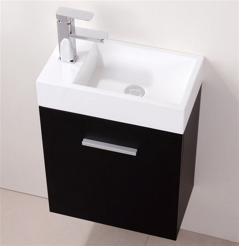 Kube Bath BSL18-BK Bliss 18" Black Wall Mount Single Sink Bathroom Vanity with Reinforced Acrylic Composite Top - view 4