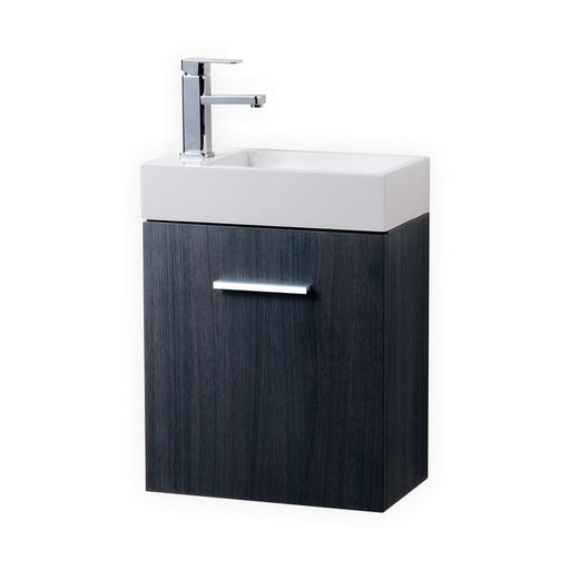 Kube Bath BSL18-GO Bliss 18" Gray Oak Wall Mount Single Sink Bathroom Vanity with Reinforced Acrylic Composite Top