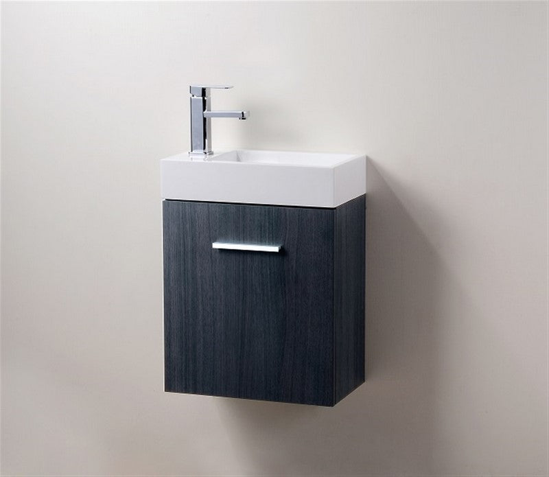 Kube Bath BSL18-GO Bliss 18" Gray Oak Wall Mount Single Sink Bathroom Vanity with Reinforced Acrylic Composite Top - view 2