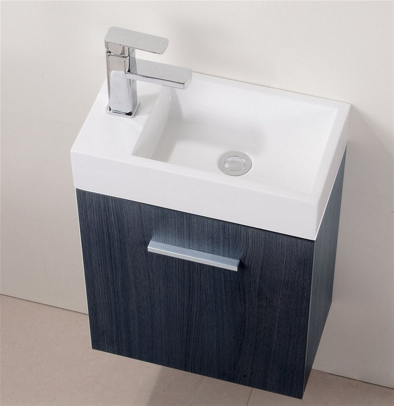 Kube Bath BSL18-GO Bliss 18" Gray Oak Wall Mount Single Sink Bathroom Vanity with Reinforced Acrylic Composite Top - view 3
