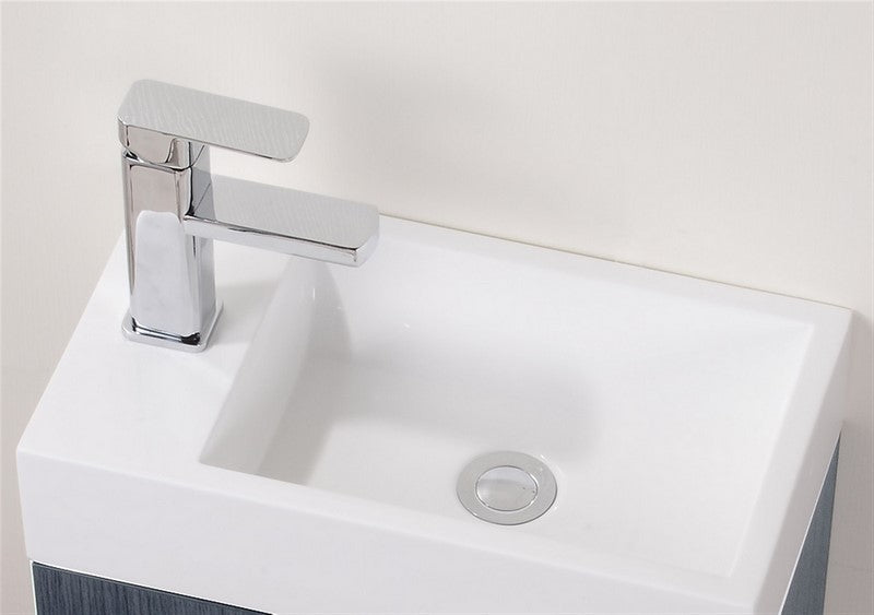 Kube Bath BSL18-GO Bliss 18" Gray Oak Wall Mount Single Sink Bathroom Vanity with Reinforced Acrylic Composite Top - view 4