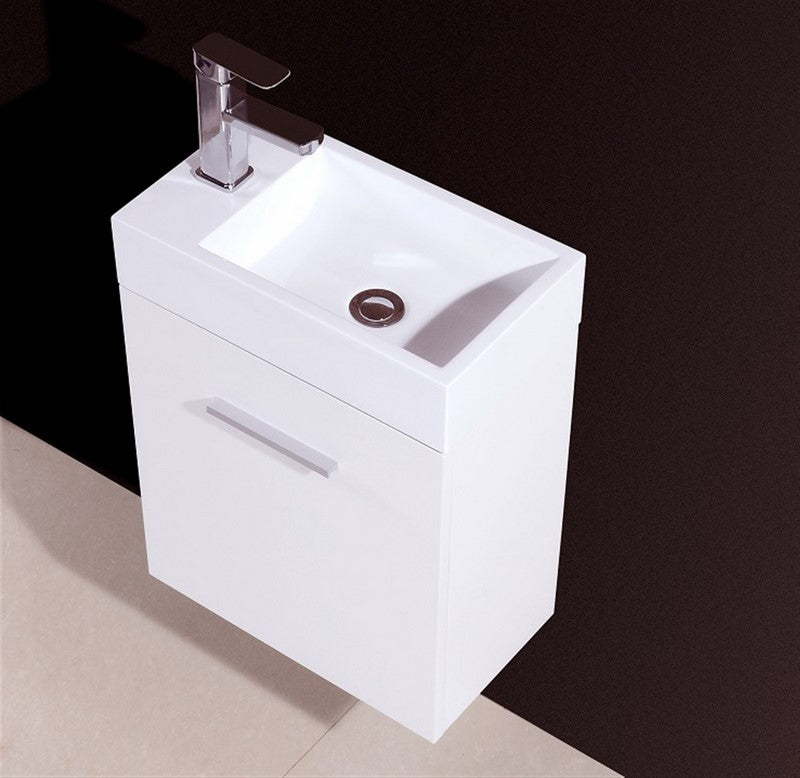 Kube Bath BSL18-GW Bliss 18" High Gloss White Wall Mount Single Sink Bathroom Vanity with Reinforced Acrylic Composite Top - view 3