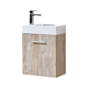 Kube Bath BSL18-NW Bliss 18" Nature Wood Wall Mount Single Sink Bathroom Vanity with Reinforced Acrylic Composite Top