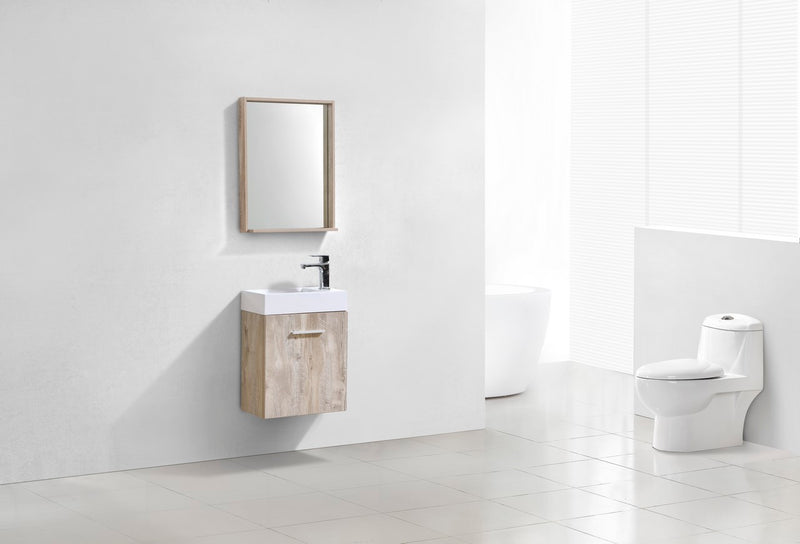 Kube Bath BSL18-NW Bliss 18" Nature Wood Wall Mount Single Sink Bathroom Vanity with Reinforced Acrylic Composite Top - view 2