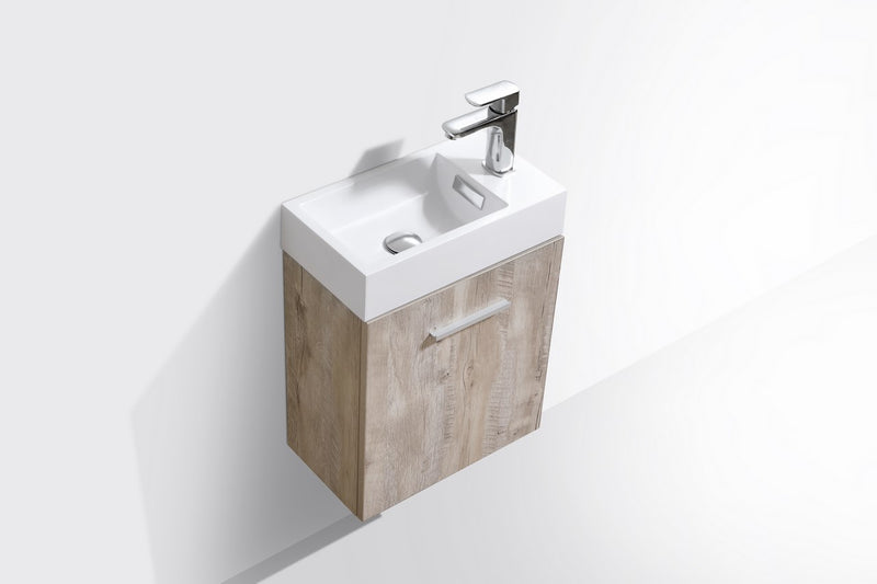 Kube Bath BSL18-NW Bliss 18" Nature Wood Wall Mount Single Sink Bathroom Vanity with Reinforced Acrylic Composite Top - view 4