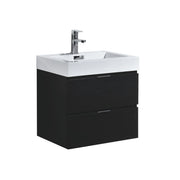 Kube Bath BSL24-BK Bliss 24" Black Wall Mount Single Sink Bathroom Vanity with Reinforced Acrylic Composite Top