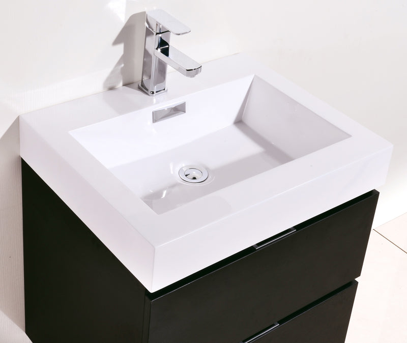 Kube Bath BSL24-BK Bliss 24" Black Wall Mount Single Sink Bathroom Vanity with Reinforced Acrylic Composite Top - view 4