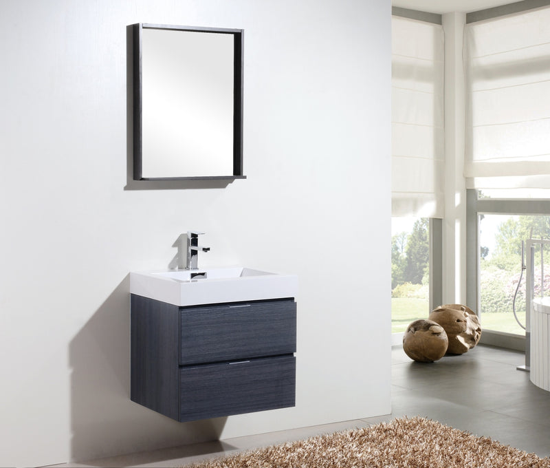 Kube Bath BSL24-GO Bliss 24" Gray Oak Wall Mount Single Sink Bathroom Vanity with Reinforced Acrylic Composite Top - view 2