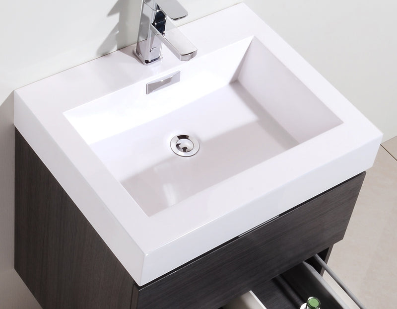Kube Bath BSL24-GO Bliss 24" Gray Oak Wall Mount Single Sink Bathroom Vanity with Reinforced Acrylic Composite Top - view 3