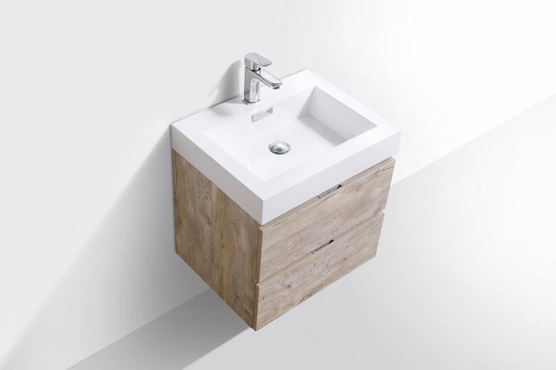 Kube Bath BSL24-NW Bliss 24" Nature Wood Wall Mount Single Sink Bathroom Vanity with Reinforced Acrylic Composite Top - view 4