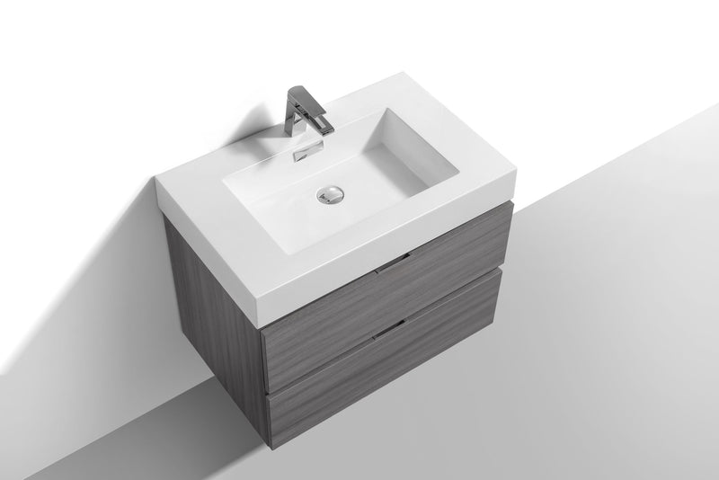 Kube Bath BSL24-VAG Bliss 24" Vulcan Ash Grey Wall Mount Single Sink Bathroom Vanity with Reinforced Acrylic Composite Top - view 4