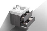 Kube Bath BSL24-VAG Bliss 24" Vulcan Ash Grey Wall Mount Single Sink Bathroom Vanity with Reinforced Acrylic Composite Top - view 5