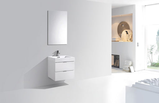 Kube Bath BSL24-GW Bliss 24" High Gloss White Wall Mount Single Sink Bathroom Vanity with Reinforced Acrylic Composite Top - view 2