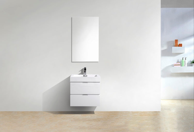 Kube Bath BSL24-GW Bliss 24" High Gloss White Wall Mount Single Sink Bathroom Vanity with Reinforced Acrylic Composite Top - view 3