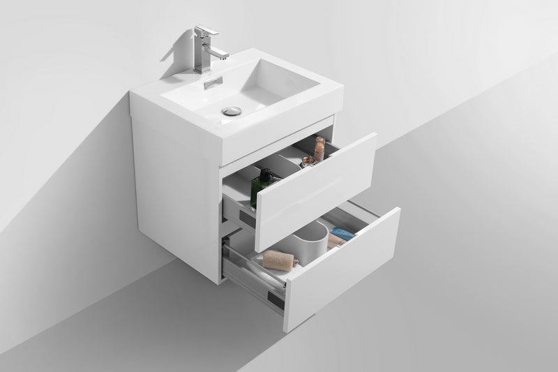 Kube Bath BSL24-GW Bliss 24" High Gloss White Wall Mount Single Sink Bathroom Vanity with Reinforced Acrylic Composite Top - view 5