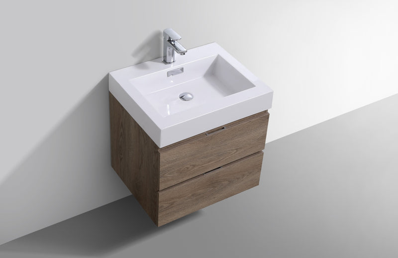 Kube Bath BSL24-BTN Bliss 24" Butternut Wall Mount Single Sink Bathroom Vanity with Reinforced Acrylic Composite Top - view 4