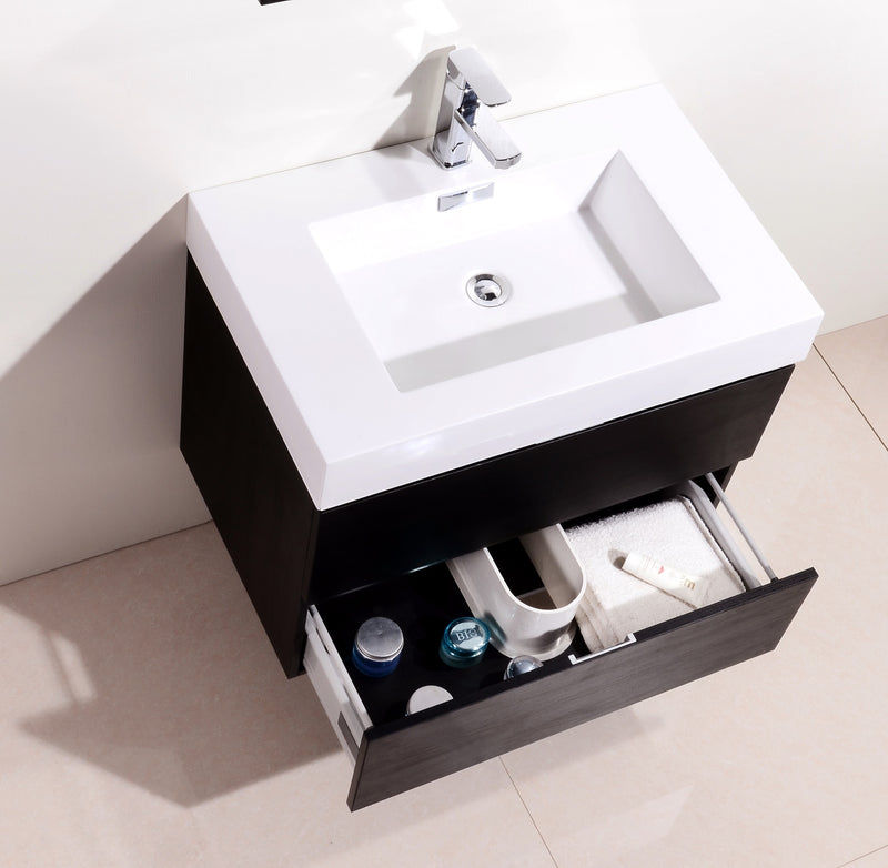 Kube Bath BSL30-BK Bliss 30" Black Wall Mount Single Sink Bathroom Vanity with Reinforced Acrylic Composite Top - view 4