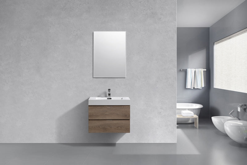 Kube Bath BSL30-BTN Bliss 30" Butternut Wall Mount Single Sink Bathroom Vanity with Reinforced Acrylic Composite Top - view 3