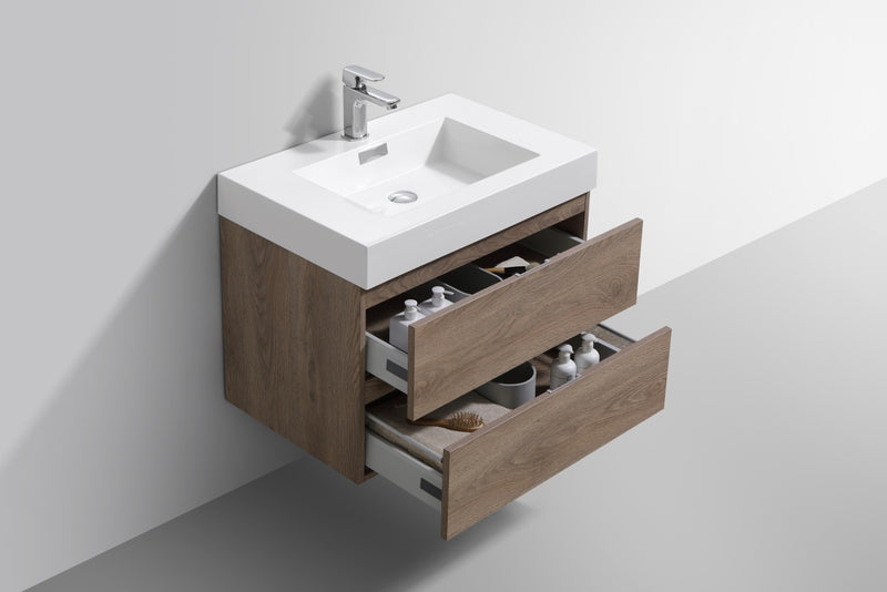 Kube Bath BSL30-BTN Bliss 30" Butternut Wall Mount Single Sink Bathroom Vanity with Reinforced Acrylic Composite Top - view 5