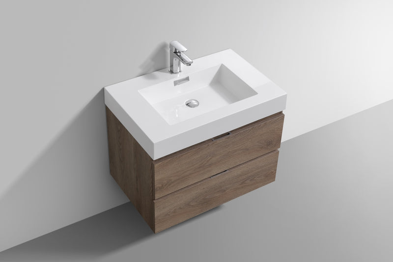 Kube Bath BSL30-BTN Bliss 30" Butternut Wall Mount Single Sink Bathroom Vanity with Reinforced Acrylic Composite Top - view 4