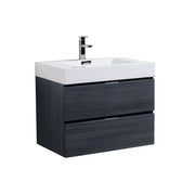 Kube Bath BSL30-GO Bliss 30" Gray Oak Wall Mount Single Sink Bathroom Vanity with Reinforced Acrylic Composite Top