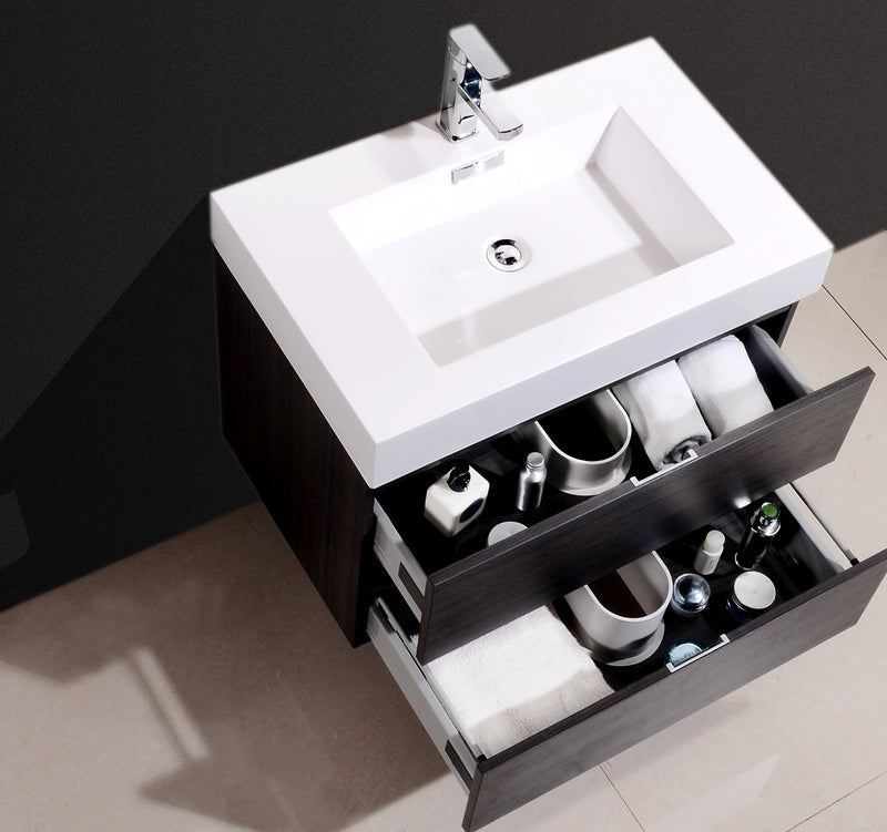 Kube Bath BSL30-GO Bliss 30" Gray Oak Wall Mount Single Sink Bathroom Vanity with Reinforced Acrylic Composite Top - view 4
