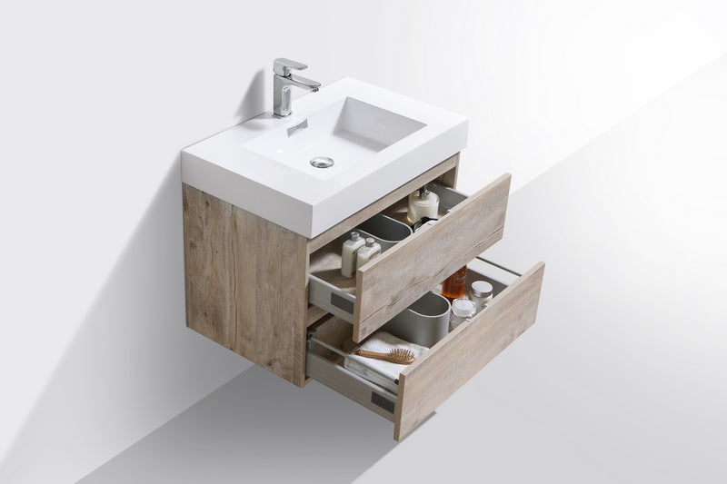 Kube Bath BSL30-NW Bliss 30" Nature Wood Wall Mount Single Sink Bathroom Vanity with Reinforced Acrylic Composite Top - view 5