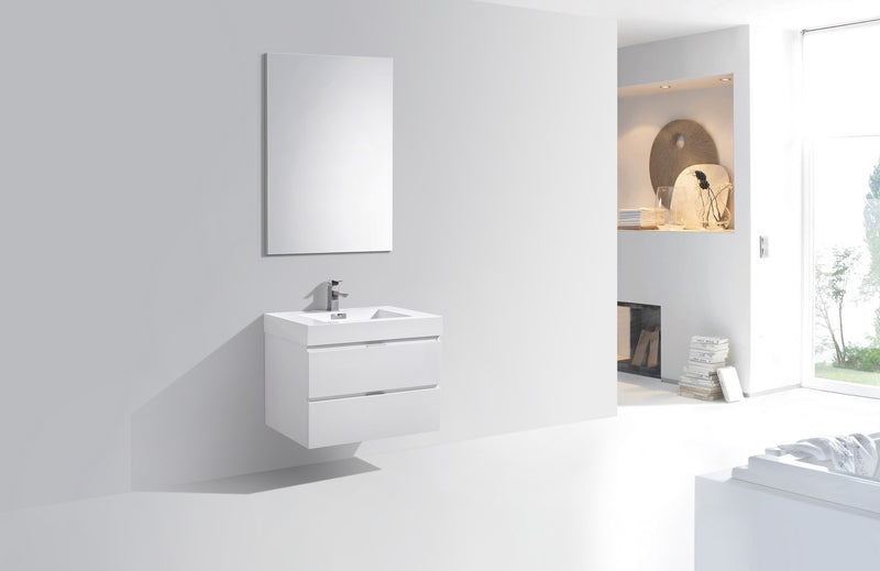 Kube Bath BSL30-GW Bliss 30" High Gloss White Wall Mount Single Sink Bathroom Vanity with Reinforced Acrylic Composite Top - view 2