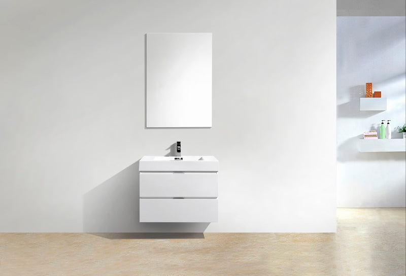 Kube Bath BSL30-GW Bliss 30" High Gloss White Wall Mount Single Sink Bathroom Vanity with Reinforced Acrylic Composite Top - view 3