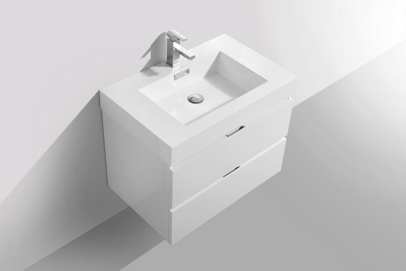 Kube Bath BSL30-GW Bliss 30" High Gloss White Wall Mount Single Sink Bathroom Vanity with Reinforced Acrylic Composite Top - view 4
