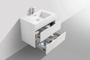 Kube Bath BSL30-GW Bliss 30" High Gloss White Wall Mount Single Sink Bathroom Vanity with Reinforced Acrylic Composite Top - view 6