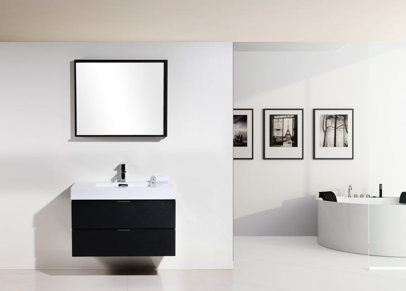 Kube Bath BSL36-BK Bliss 36" Black Wall Mount Single Sink Bathroom Vanity with Reinforced Acrylic Composite Top - view 2