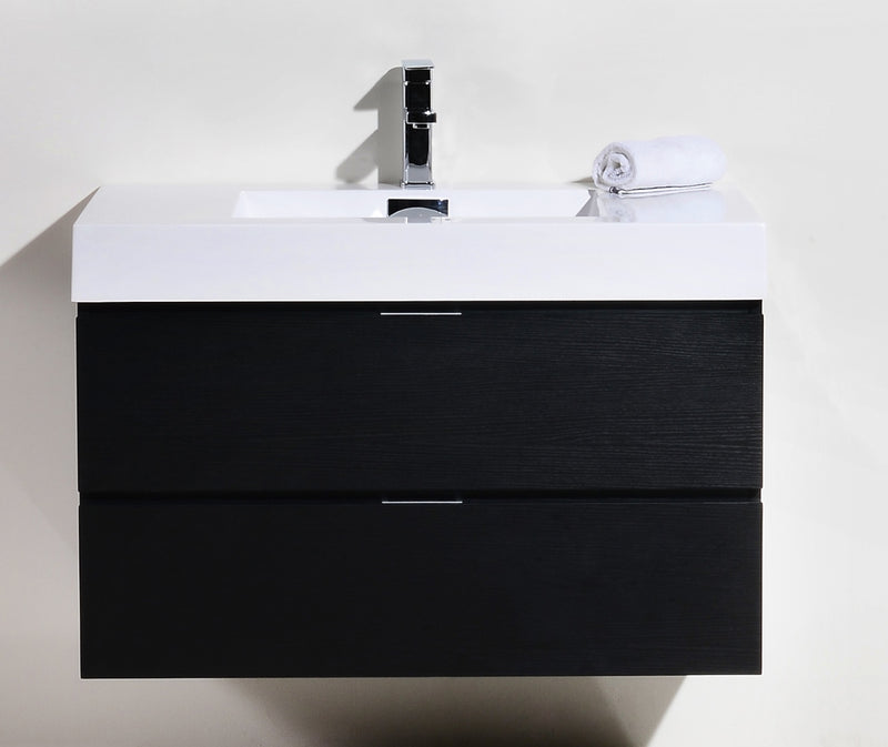 Kube Bath BSL36-BK Bliss 36" Black Wall Mount Single Sink Bathroom Vanity with Reinforced Acrylic Composite Top - view 4