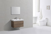 Kube Bath BSL36-BTN Bliss 36" Butternut Wall Mount Single Sink Bathroom Vanity with Reinforced Acrylic Composite Top - view 3