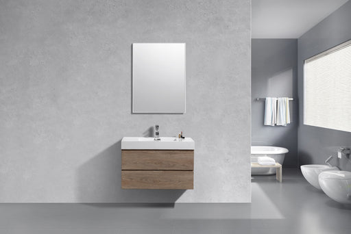 Kube Bath BSL36-BTN Bliss 36" Butternut Wall Mount Single Sink Bathroom Vanity with Reinforced Acrylic Composite Top - view 2