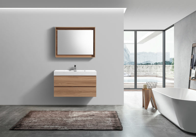 Kube Bath BSL36-HO Bliss 36" Honey Oak Wall Mount Single Sink Bathroom Vanity with Reinforced Acrylic Composite Top - view 3