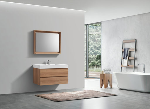 Kube Bath BSL36-HO Bliss 36" Honey Oak Wall Mount Single Sink Bathroom Vanity with Reinforced Acrylic Composite Top - view 2