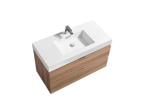 Kube Bath BSL36-HO Bliss 36" Honey Oak Wall Mount Single Sink Bathroom Vanity with Reinforced Acrylic Composite Top