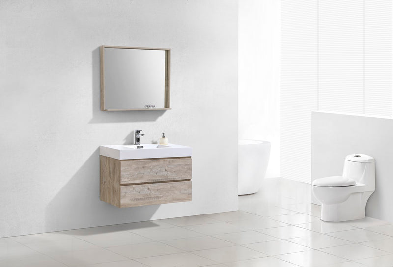 Kube Bath BSL36-NW Bliss 36" Nature Wood Wall Mount Single Sink Bathroom Vanity with Reinforced Acrylic Composite Top - view 2
