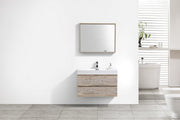 Kube Bath BSL36-NW Bliss 36" Nature Wood Wall Mount Single Sink Bathroom Vanity with Reinforced Acrylic Composite Top - view 3