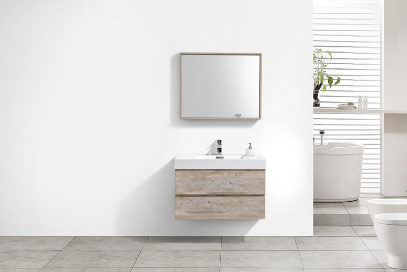 Kube Bath BSL36-NW Bliss 36" Nature Wood Wall Mount Single Sink Bathroom Vanity with Reinforced Acrylic Composite Top - view 3