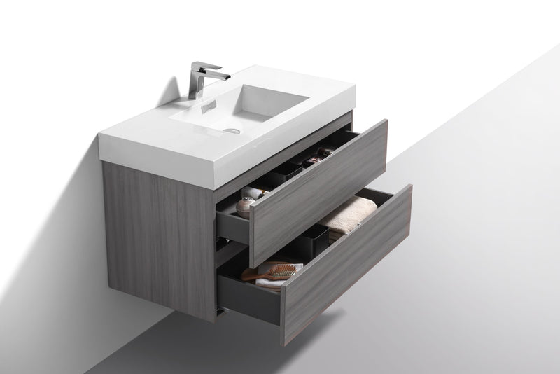 Kube Bath BSL36-VAG Bliss 36" Vulcan Ash Grey Wall Mount Single Sink Bathroom Vanity with Reinforced Acrylic Composite Top - view 4
