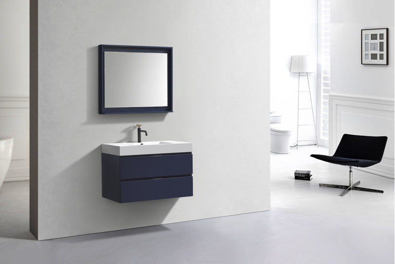 Kube Bath BSL36-BLUE Bliss 36" Blue Wall Mount Single Sink Bathroom Vanity with Reinforced Acrylic Composite Top - view 3