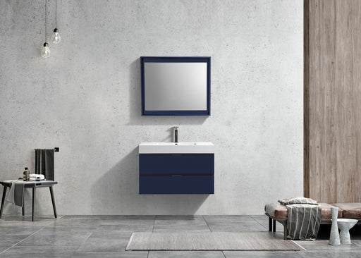 Kube Bath BSL36-BLUE Bliss 36" Blue Wall Mount Single Sink Bathroom Vanity with Reinforced Acrylic Composite Top - view 2