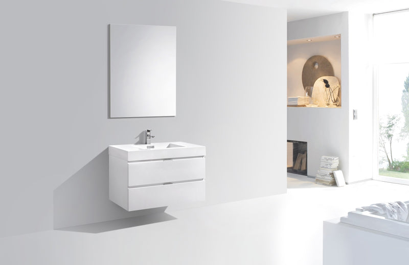 Kube Bath BSL36-GW Bliss 36" High Gloss White Wall Mount Single Sink Bathroom Vanity with Reinforced Acrylic Composite Top - view 2