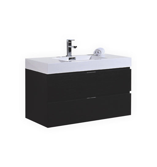 Kube Bath BSL40-BK Bliss 40" Black Wall Mount Single Sink Bathroom Vanity with Reinforced Acrylic Composite Top